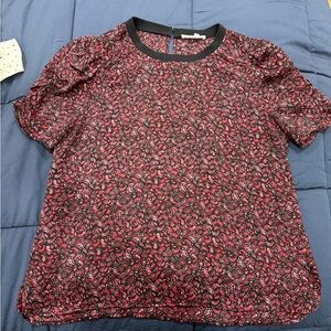 DR2 Black and Pink Floral Blouse